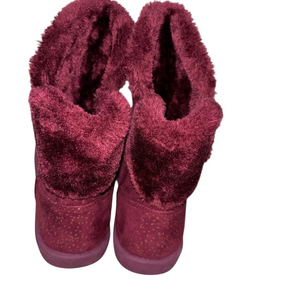 Roebuck & Co Maroon Glittery Faux Fur Lined Boots Youth Sz 4 NEW - Picture 4 of 6
